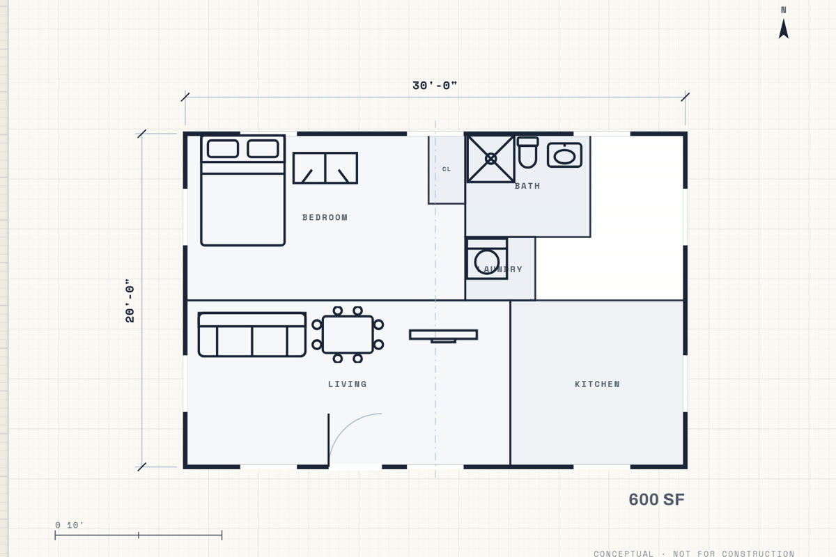 A floor plan being drawn in the ADU designer